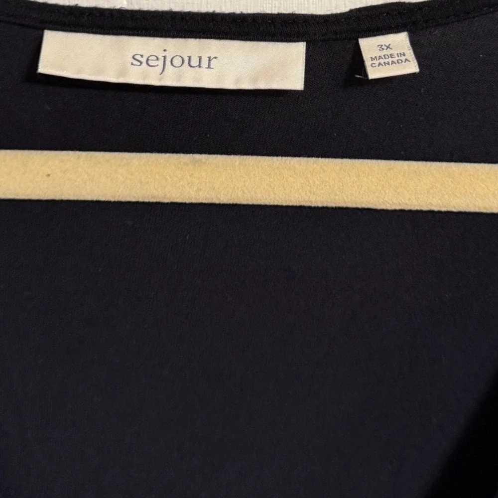 Sejour Womens 3X Black V-Neck‎ Twist Front Empire Waist Short Sleeve Top - Picture 2 of 4